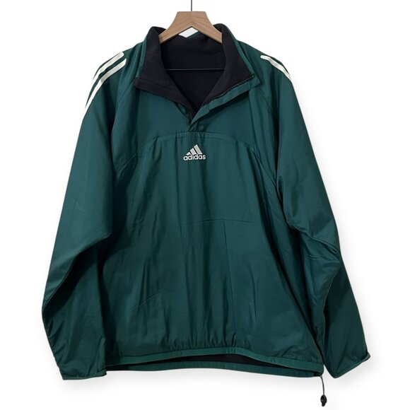 Vintage Adidas ClimaWarm 1/4 Zip Pullover Jacket Green Fleece 2XL – Rare Retro - Picture 1 of 10